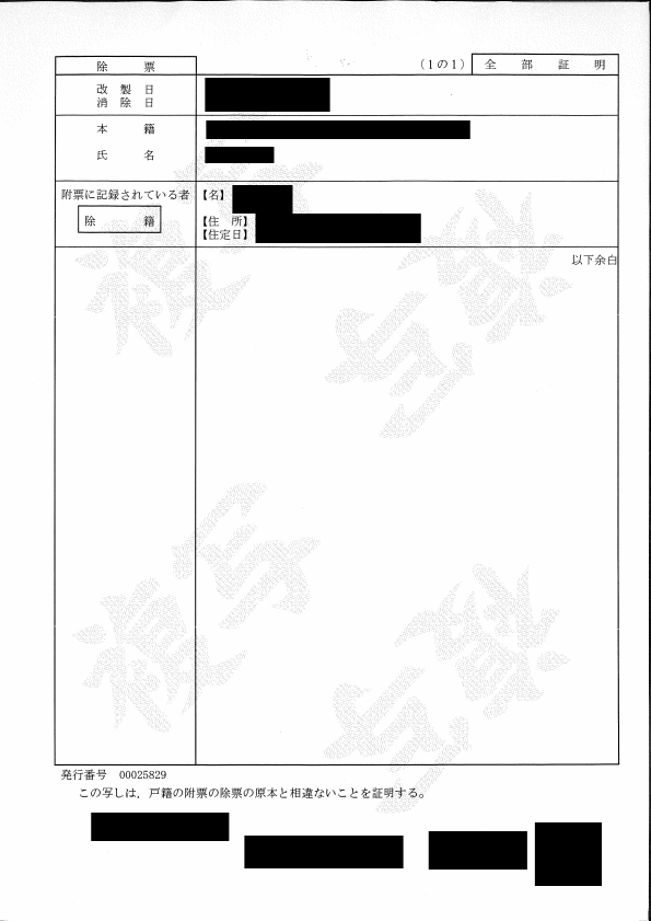 戸籍の附票サンプル