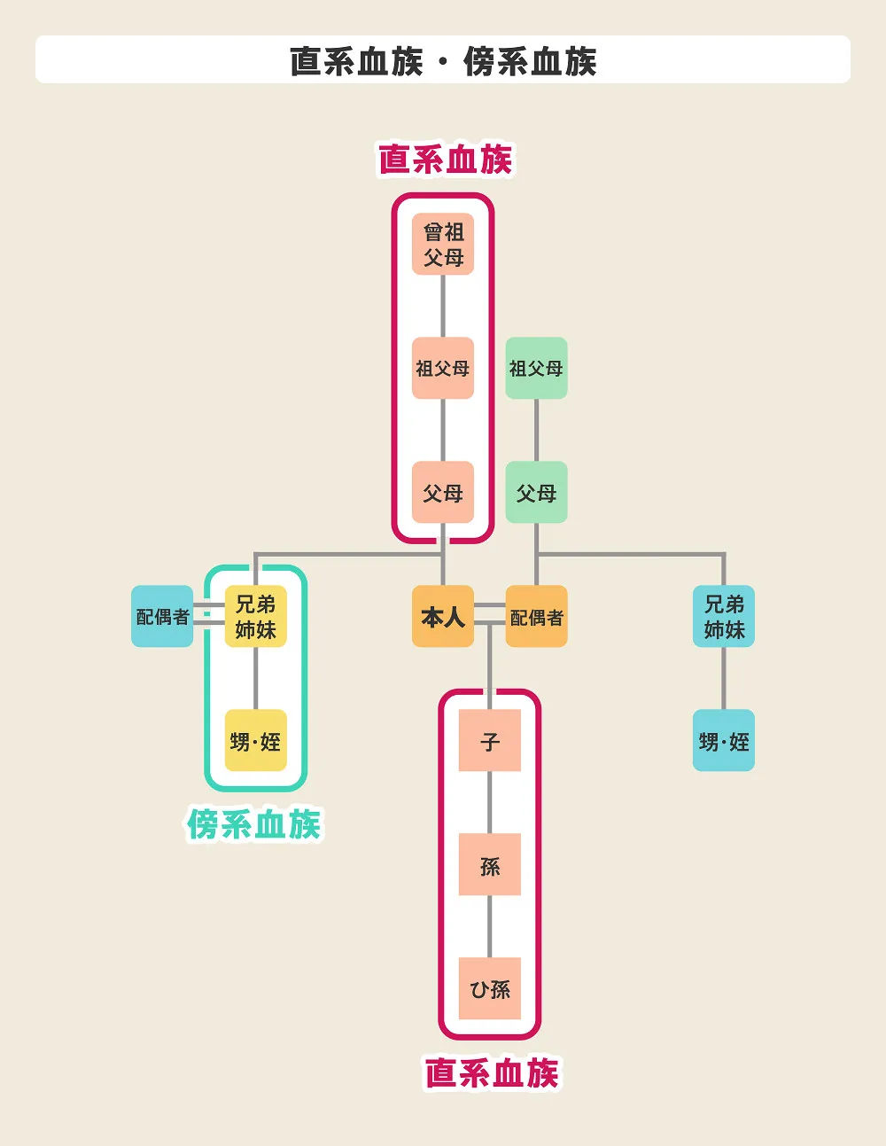 血族の種類、直系血族と傍系血族