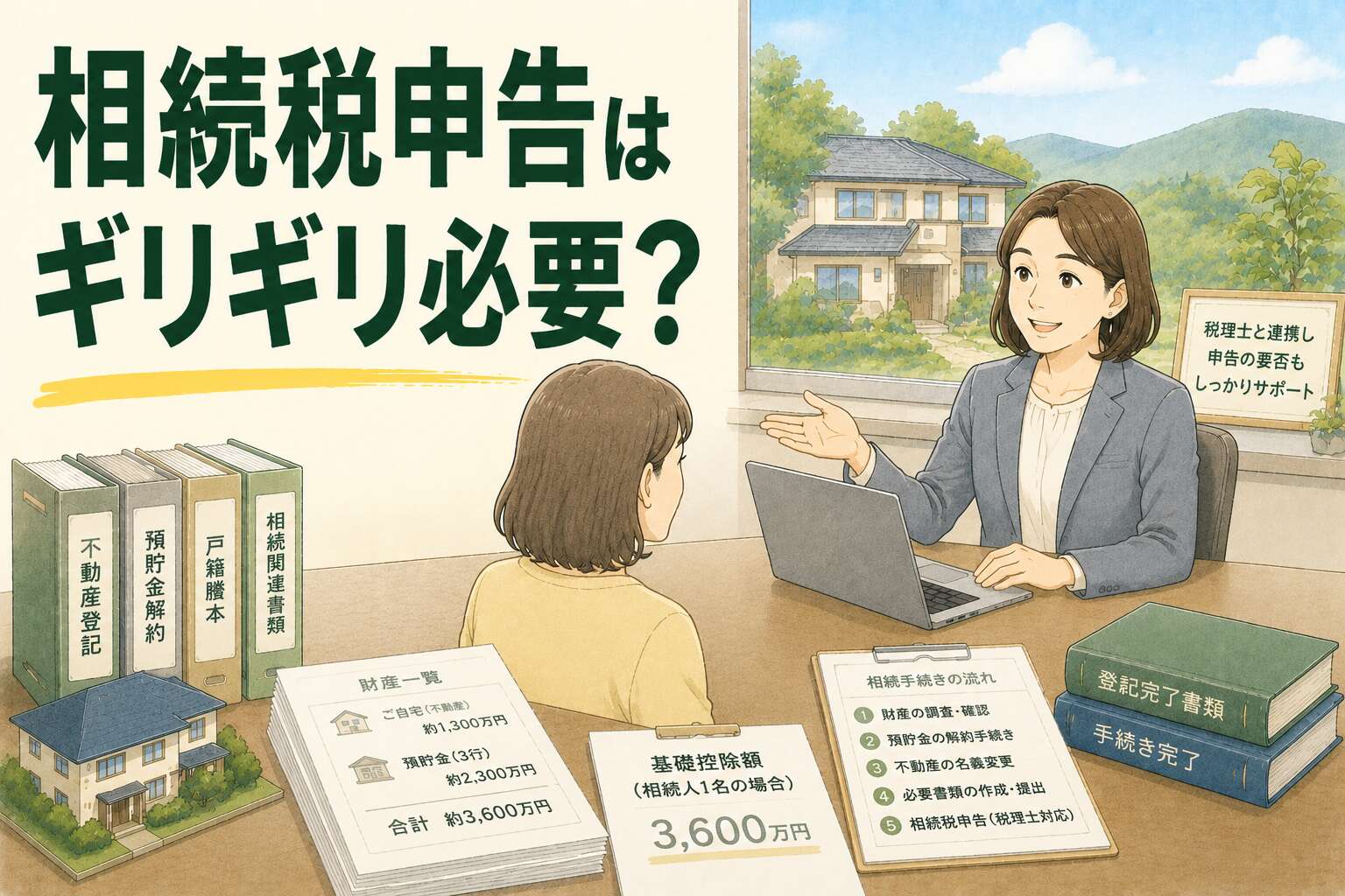 「相続税申告は必要？」相続財産数千万円、税理士との連携で手続きを完了させた事例