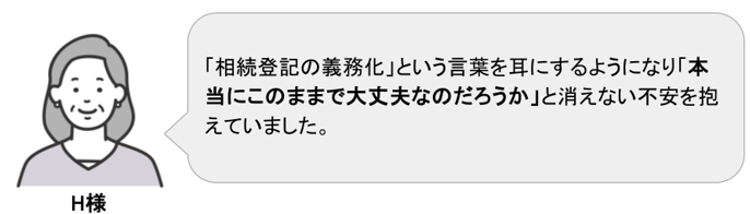 15年相続登記を放置していたご依頼者H様の不安の声