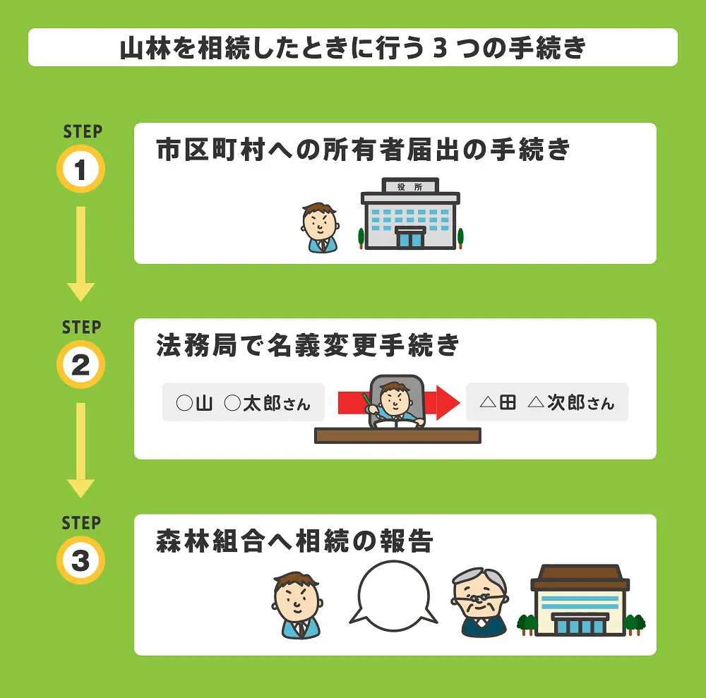 山林を相続したときに行う3つの手続き