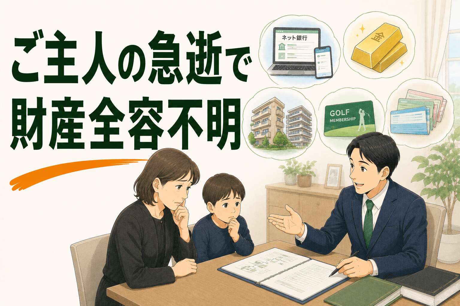ご主人の急逝で財産全容不明!未成年のお子様との相続を約1年で完了させた事例