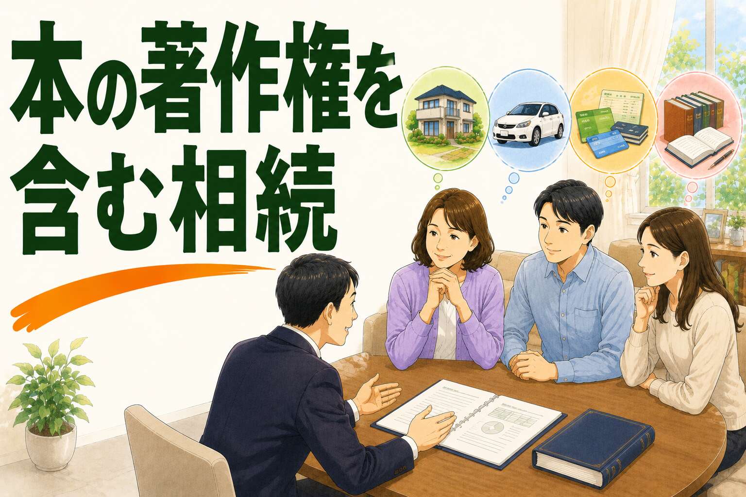 本の著作権を含む多様な財産の相続。相続人4名の不安を解消した遺産分割事例