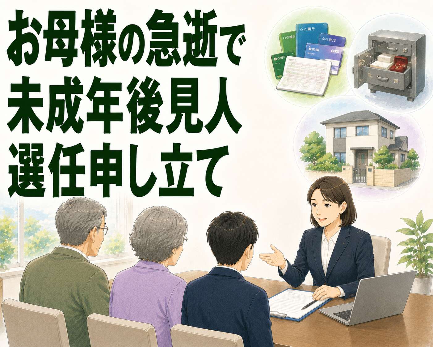 お母様の急逝で未成年の息子が相続人に。後見人の選任申立をサポートしご家族の安心を確保した事例