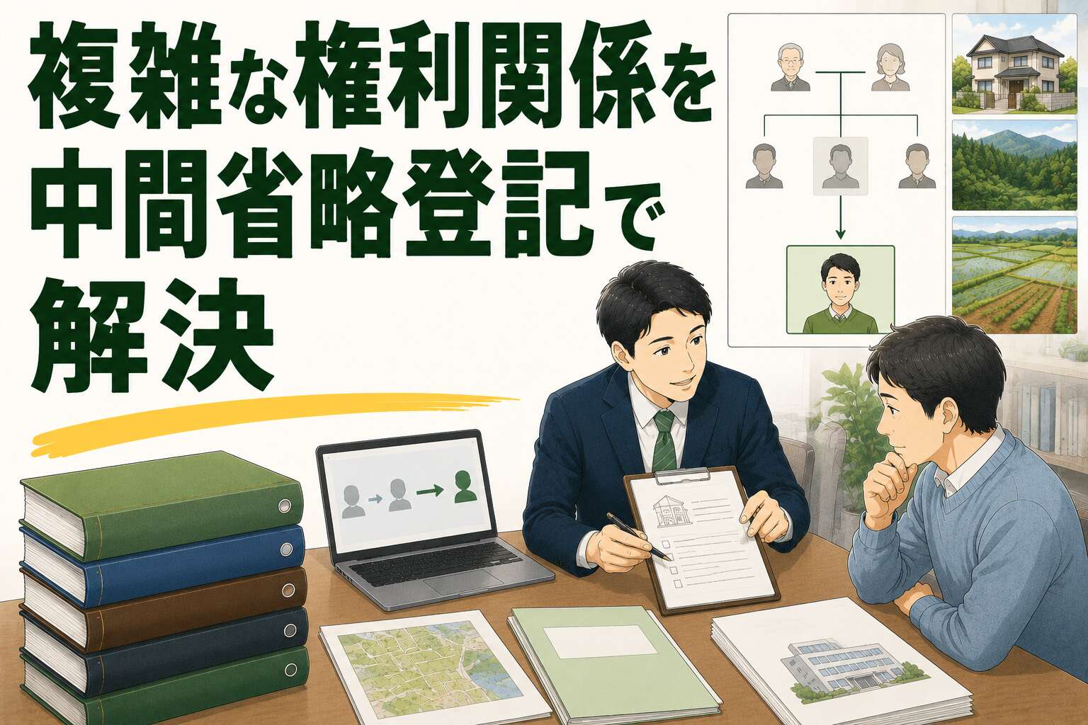 複雑な権利関係を1回の「中間省略登記」で解決。祖父名義で30年以上放置された不動産の相続登記事例