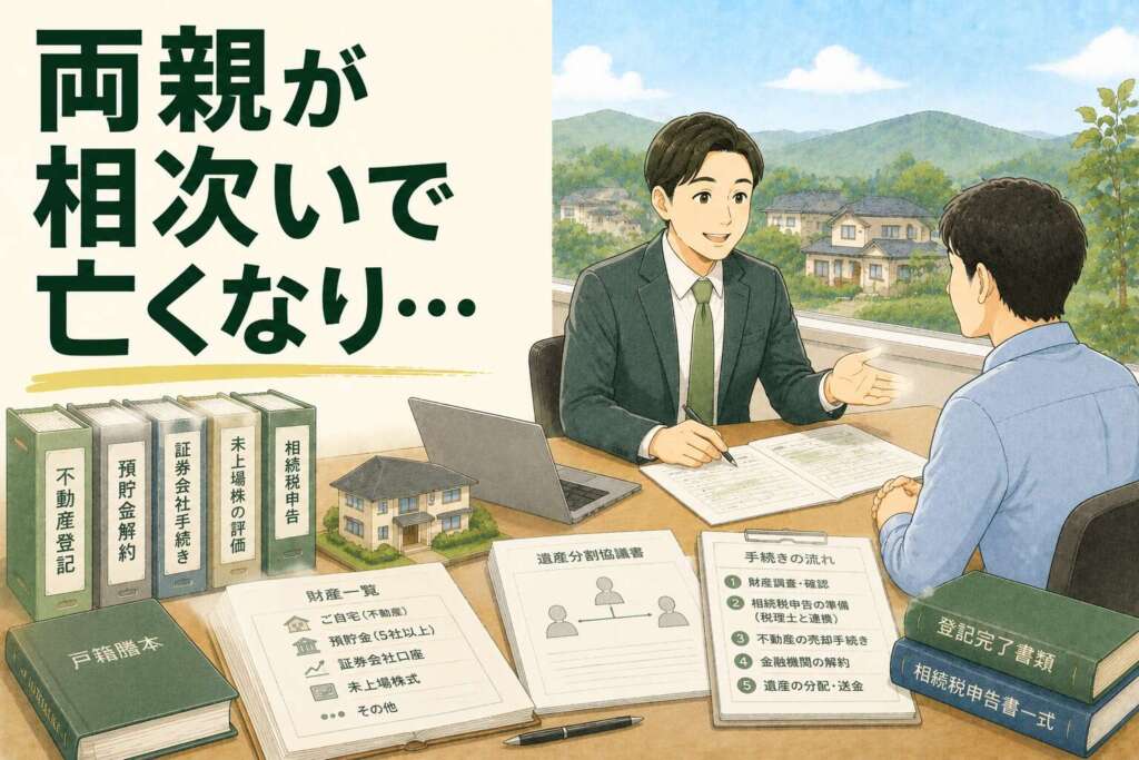 相次いで亡くなったご両親…多数の口座や未上場株を含む相続税申告を完了させた事例