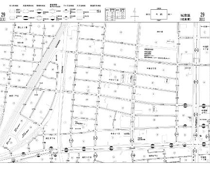路線価の調べ方、路線価図ページ番号を選択すると、路線価図が表示されます。