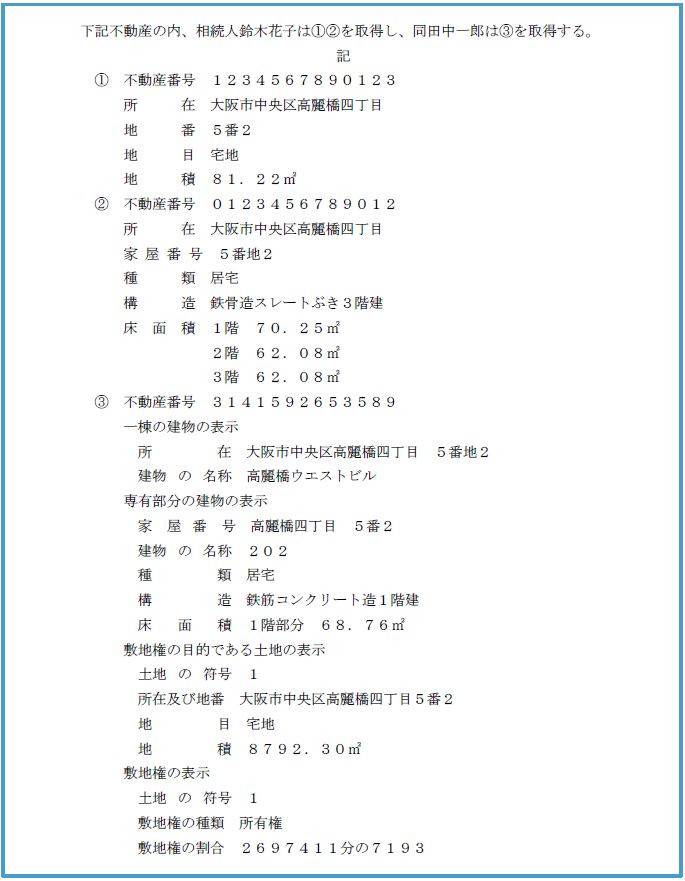 不動産記入方法