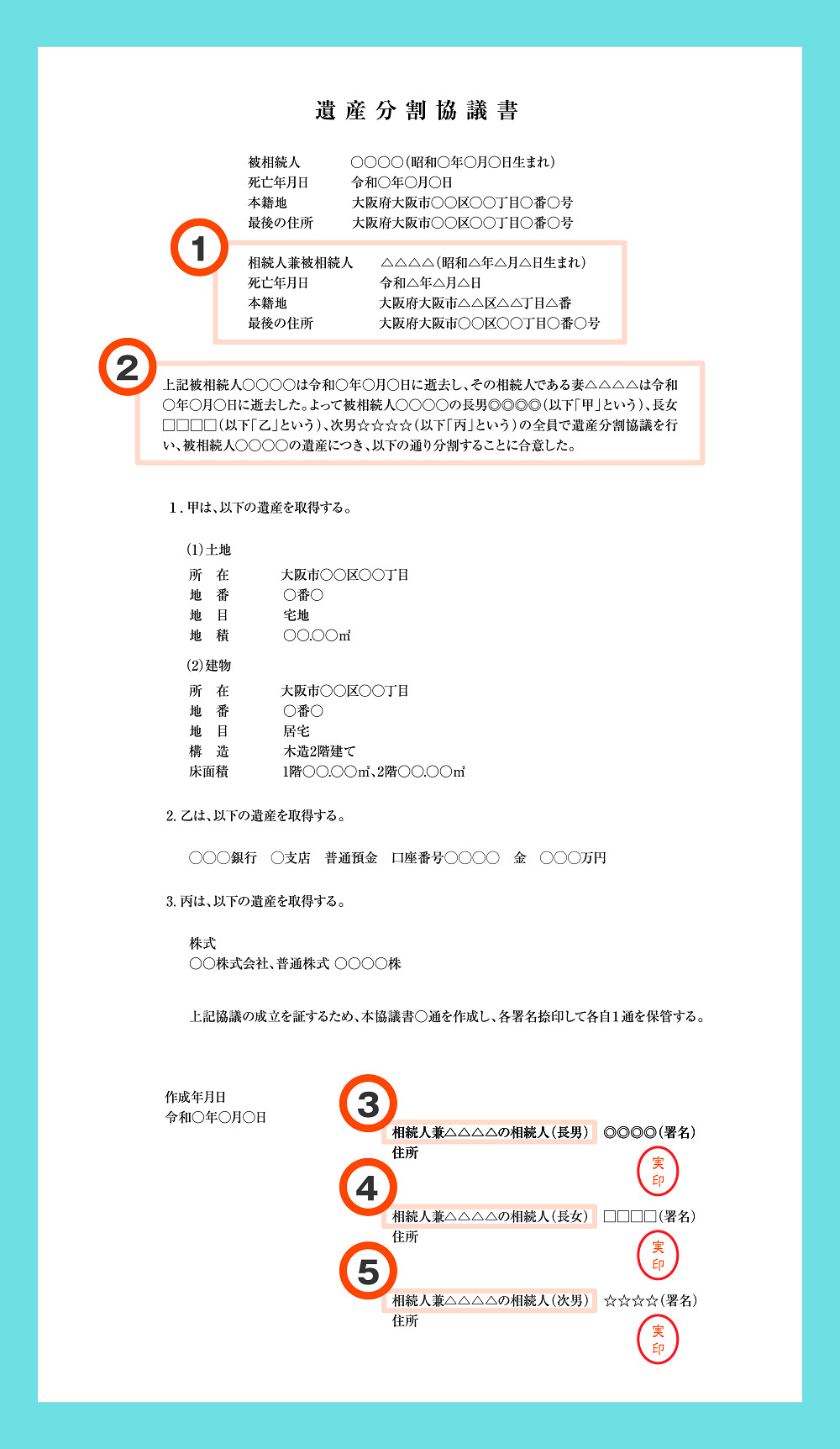 数次相続の遺産協議書を作成する際は以下の点に注意しましょう。