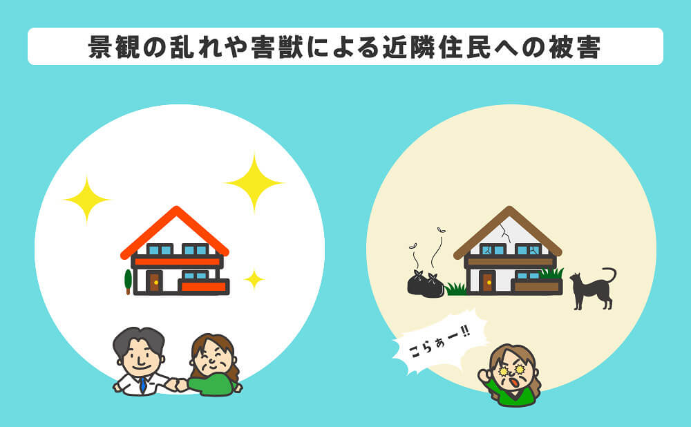 景観の乱れや害獣による近隣住民への被害