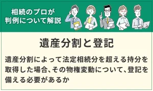 遺産分割によって法定相続分を超える持分を取得した場合、その物権変動について、登記は必要とした判例