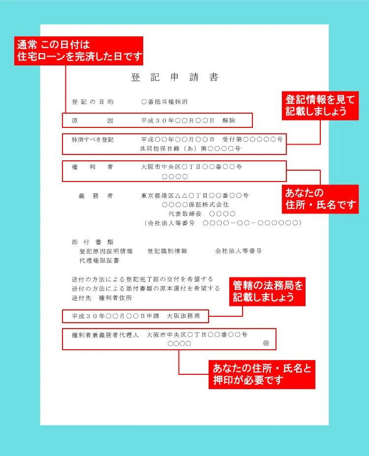抵当権抹消申請書１