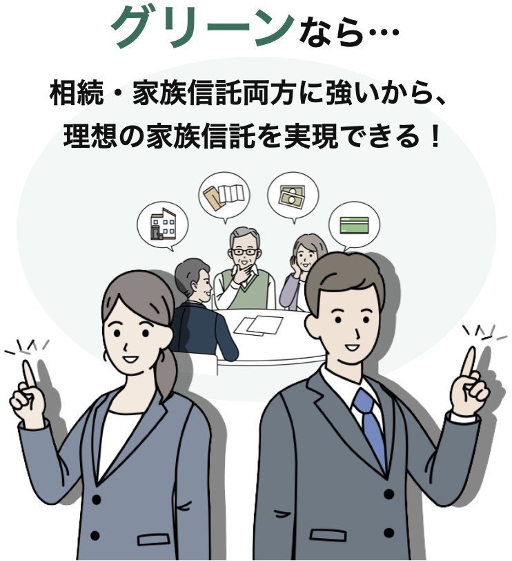 グリーンにご依頼いただくと理想の家族信託を実現することができるイメージ