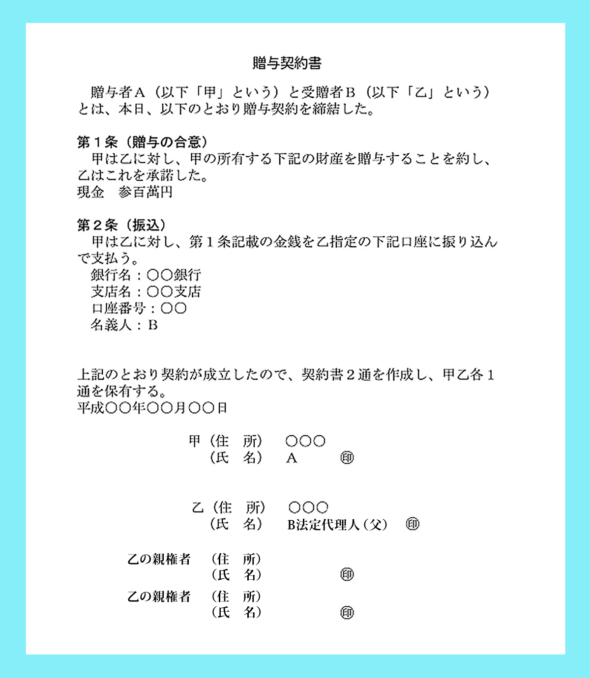 未成年者のかわりに法定代理人が代筆