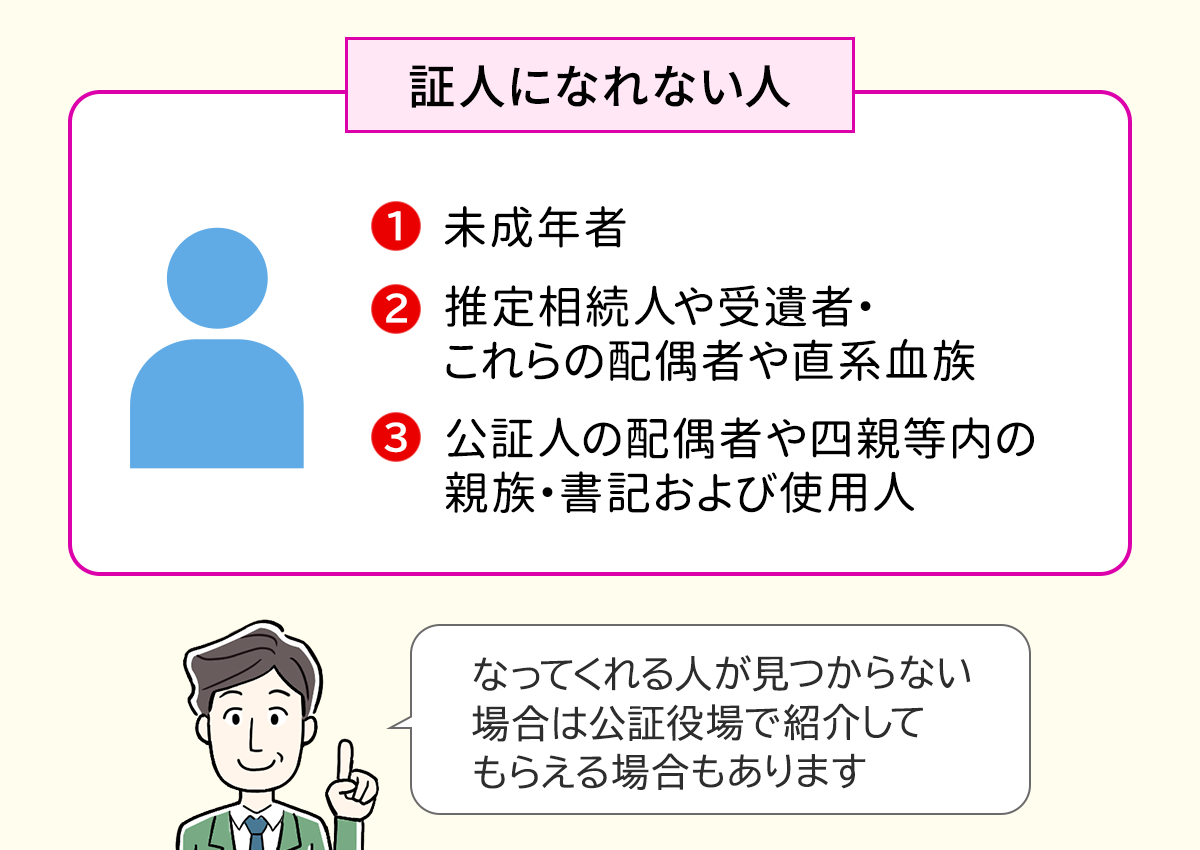 公正証書遺言の証人になれない人