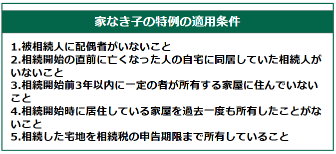 家なき子の特例の適用条件の一覧