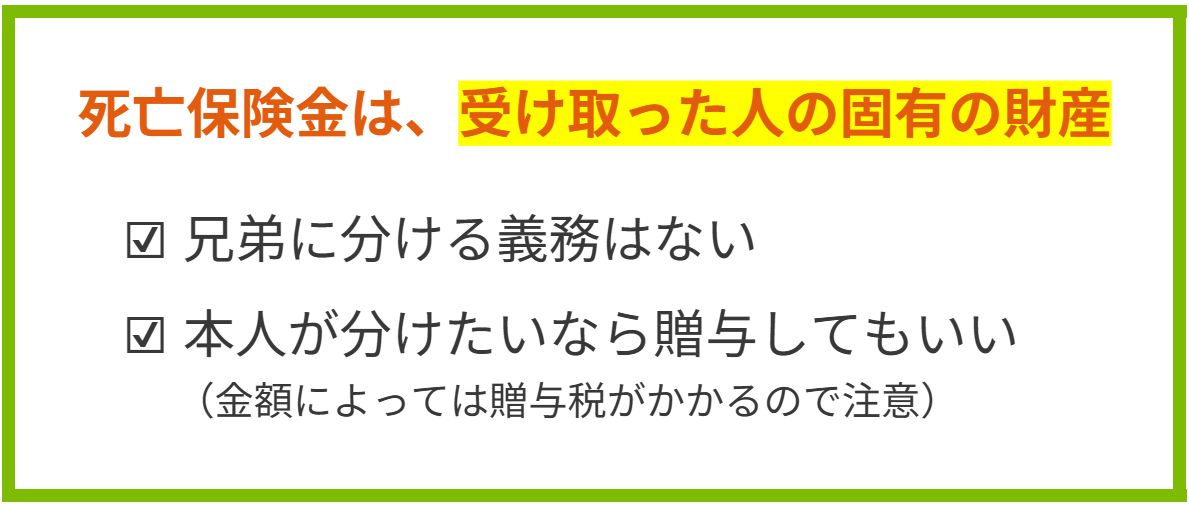 死亡保険金を分けるかは受取人が自由に決めて良い理由