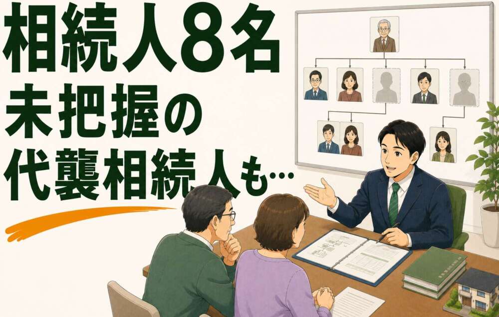 相続人8名、未把握の代襲相続人も。税務リスクも考慮した遺産分割協議書を作成した事例