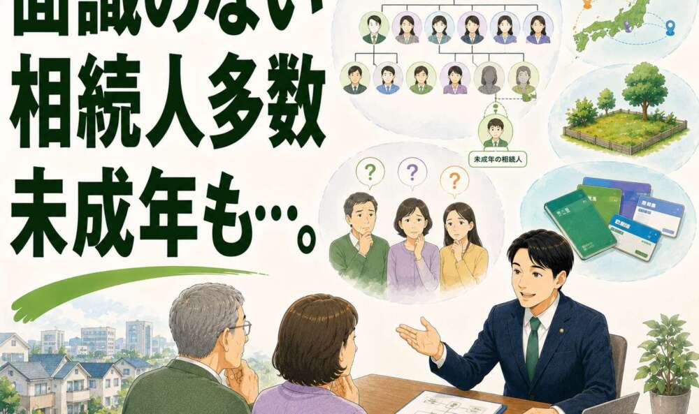 面識のない相続人多数、未成年者も…。連絡代行と柔軟な対応で皆様に安心頂けた相続事例