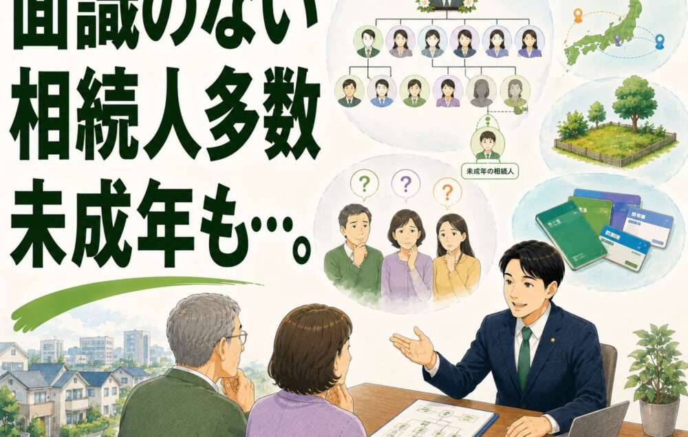 面識のない相続人多数、未成年者も…。連絡代行と柔軟な対応で皆様に安心頂けた相続事例