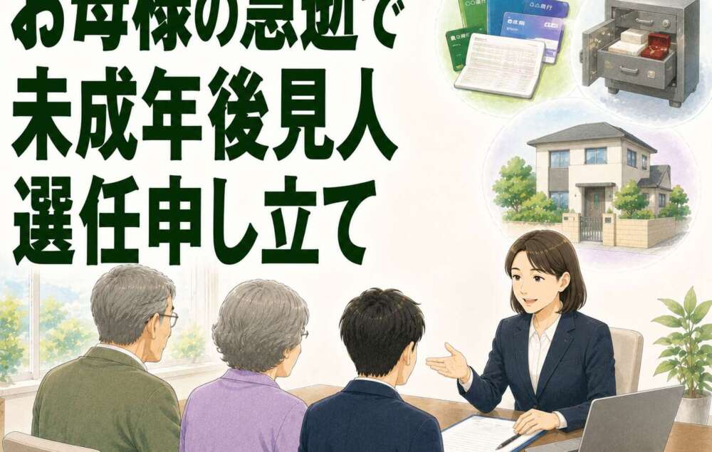 お母様の急逝で未成年の息子が相続人に。後見人の選任申立をサポートしご家族の安心を確保した事例