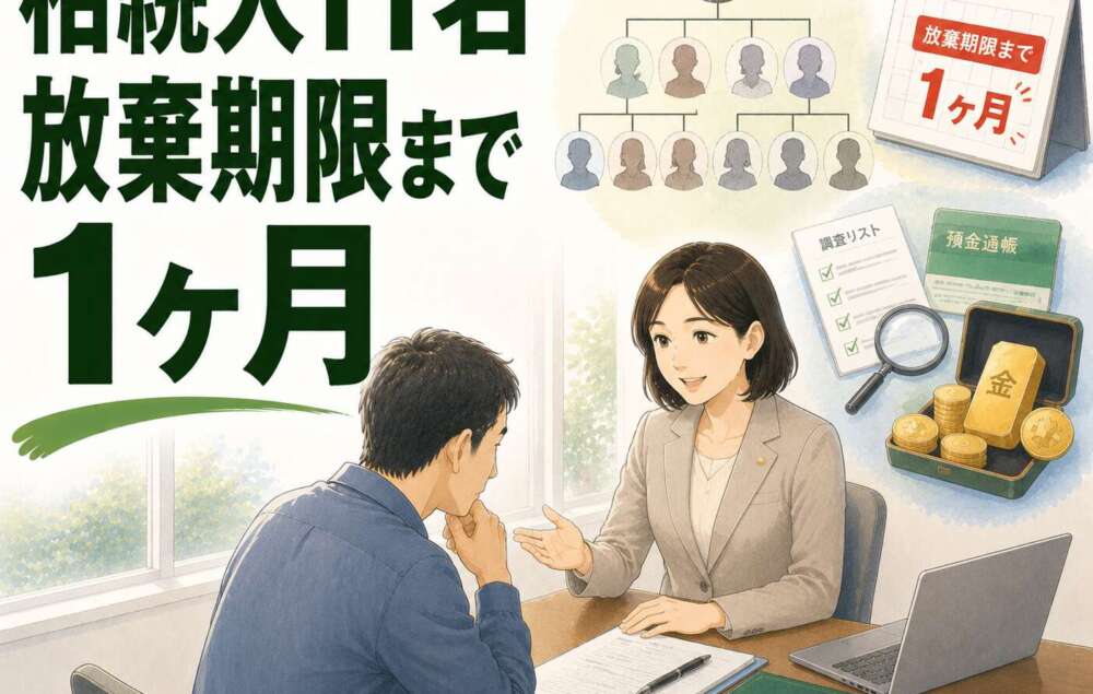 相続人11名、相続放棄期限まで1ヶ月。財産不明だった状況から全員の合意が成立した遺産分割事例