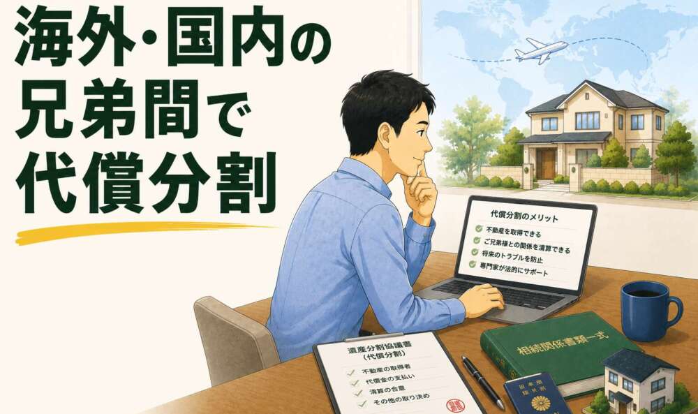 海外在住のご依頼者様とご兄弟の不動産相続。デジタルも活用し、代償分割による手続きを完了した事例