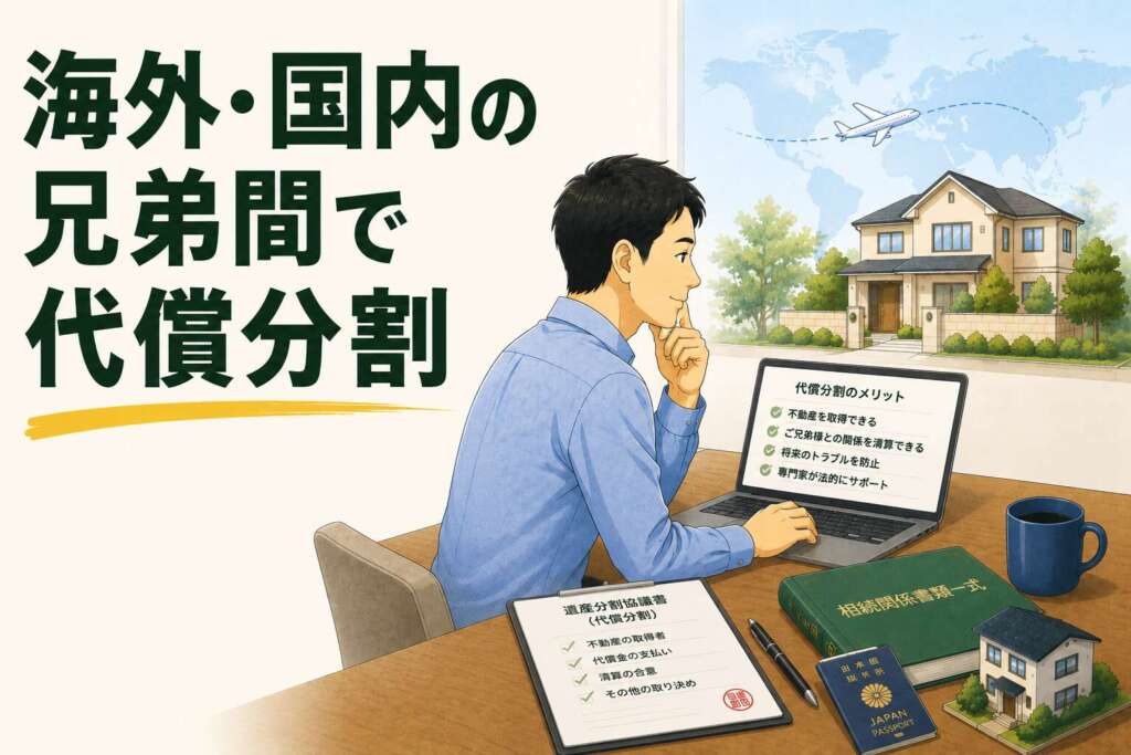 海外在住のご依頼者様とご兄弟の不動産相続。デジタルも活用し、代償分割による手続きを完了した事例