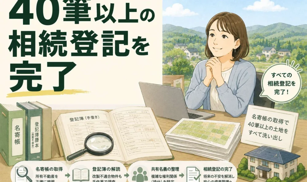 「5筆のはずが40筆以上に」所有者不明の土地まで網羅し、複雑な共有名義の相続登記を完了させた事例