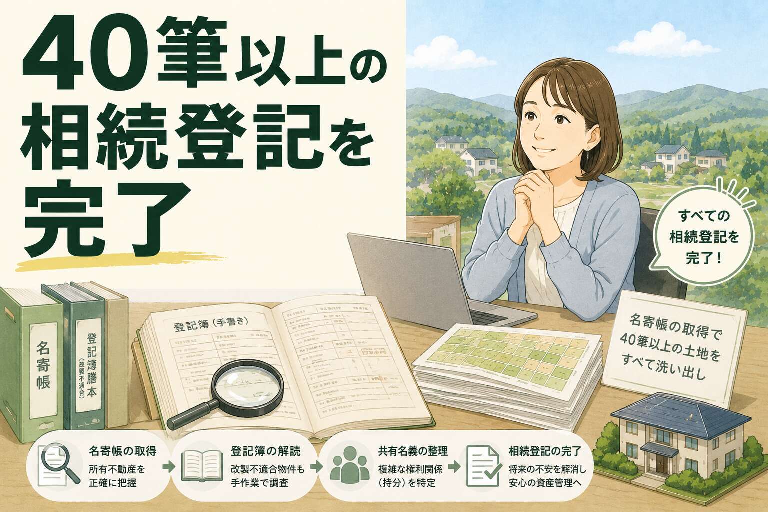 「5筆のはずが40筆以上に」所有者不明の土地まで網羅し、複雑な共有名義の相続登記を完了させた事例