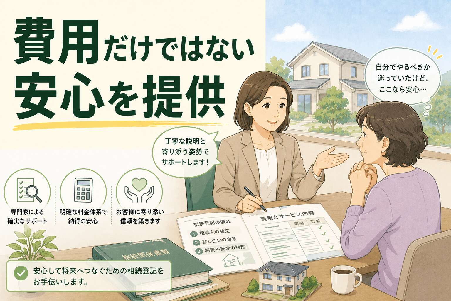 「費用の節約」か「プロの確実性」か。相続登記の依頼に迷うお客様に、寄り添う姿勢で信頼頂き、納得して依頼頂けた事例