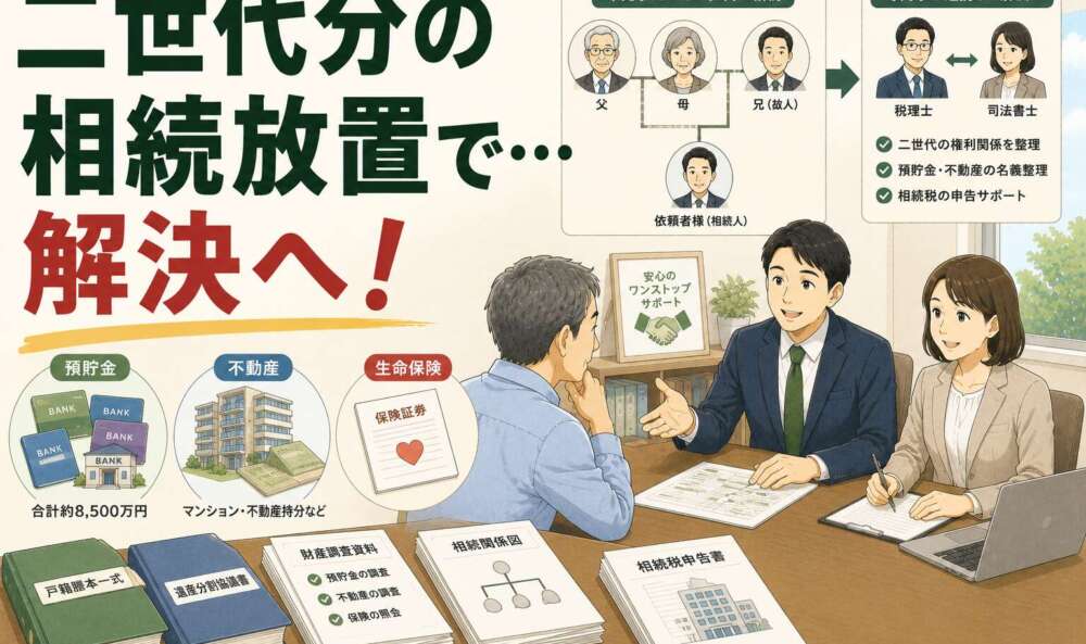 2世代分の相続手続き未完了…複雑化した権利関係を整理し、相続税申告も完了させた事例