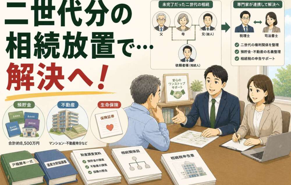 2世代分の相続手続き未完了…複雑化した権利関係を整理し、相続税申告も完了させた事例