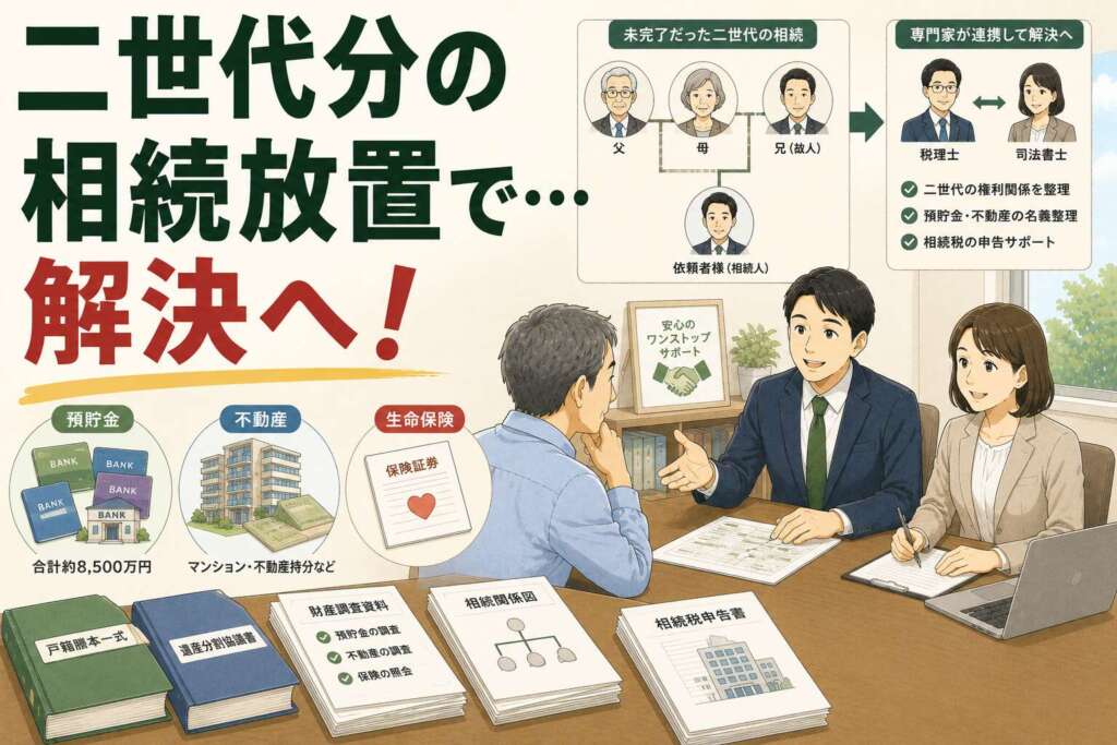 2世代分の相続手続き未完了…複雑化した権利関係を整理し、相続税申告も完了させた事例