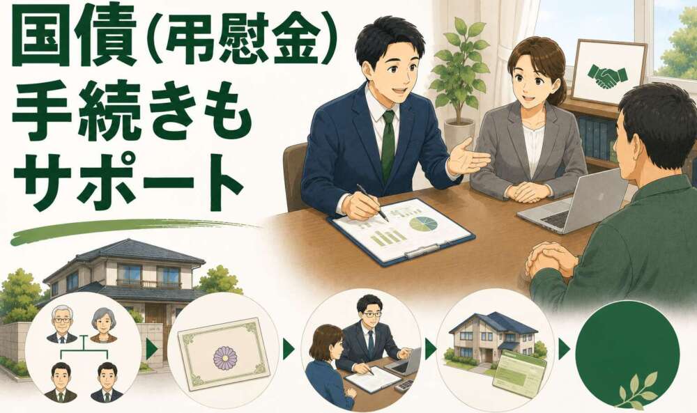 馴染みのない「国債(弔慰金)」の手続きもサポートし、相続税申告を完了させた事例