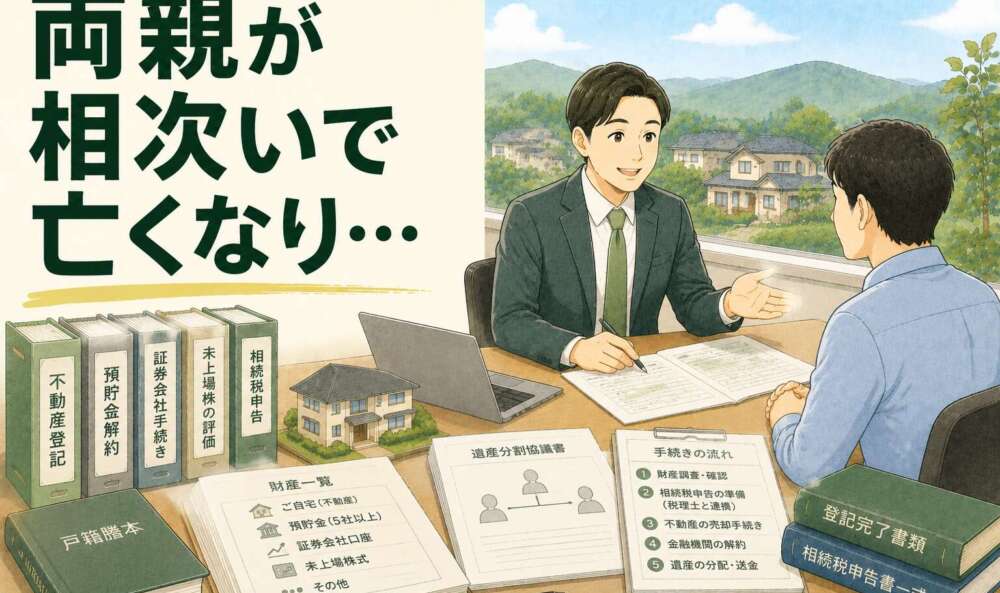 相次いで亡くなったご両親…多数の口座や未上場株を含む相続税申告を完了させた事例