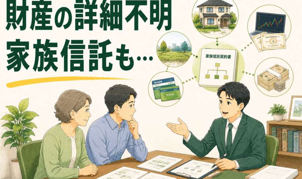 財産の詳細不明、家族信託も。相続税申告の要否不明の状況から、税理士と連携し手続きを完了させた事例