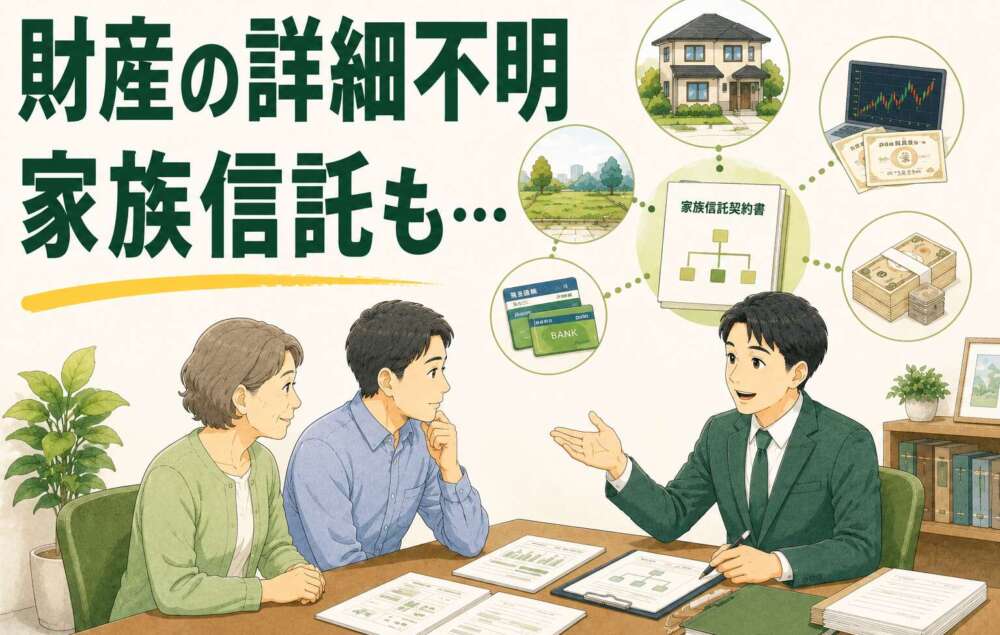 財産の詳細不明、家族信託も。相続税申告の要否不明の状況から、税理士と連携し手続きを完了させた事例