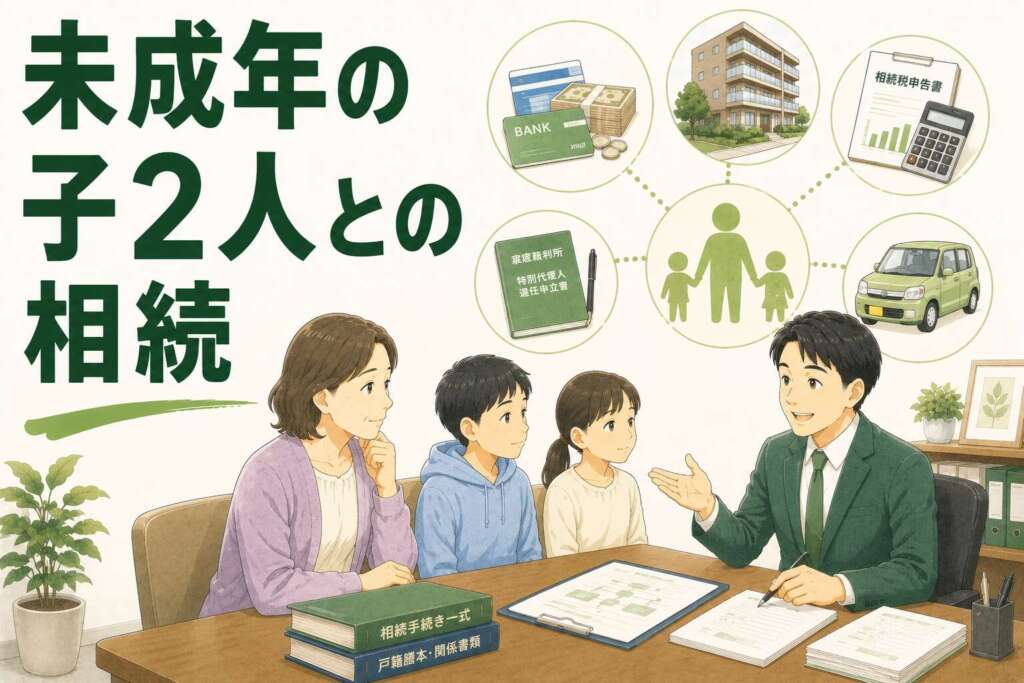 配偶者に先立たれ、未成年の子2名との相続。預金数千万円を含む手続きを半年で完遂した事例
