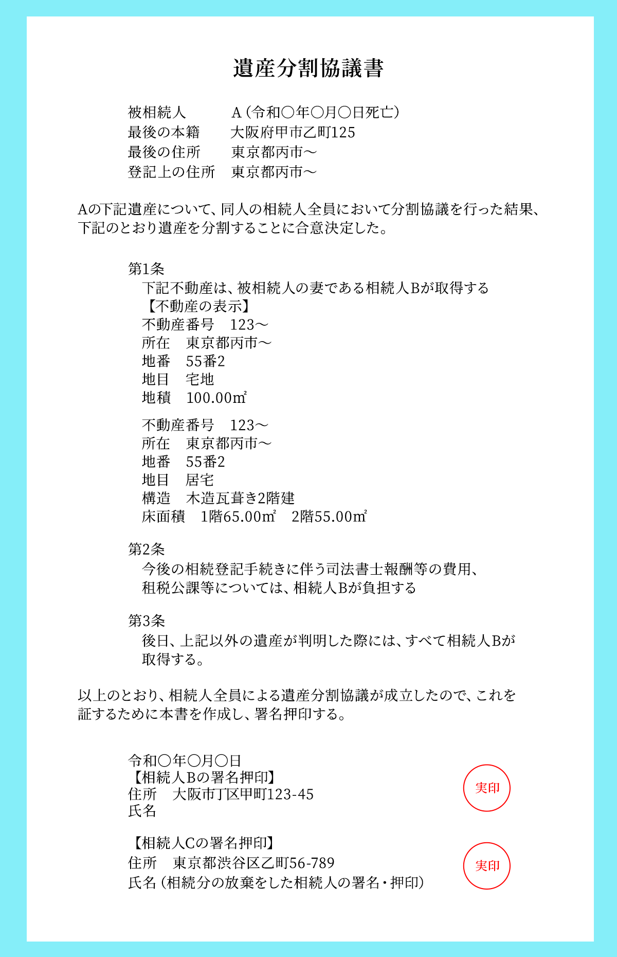 相続分の放棄をする相続人がいるときの遺産分割協議書の書き方【ひな形】