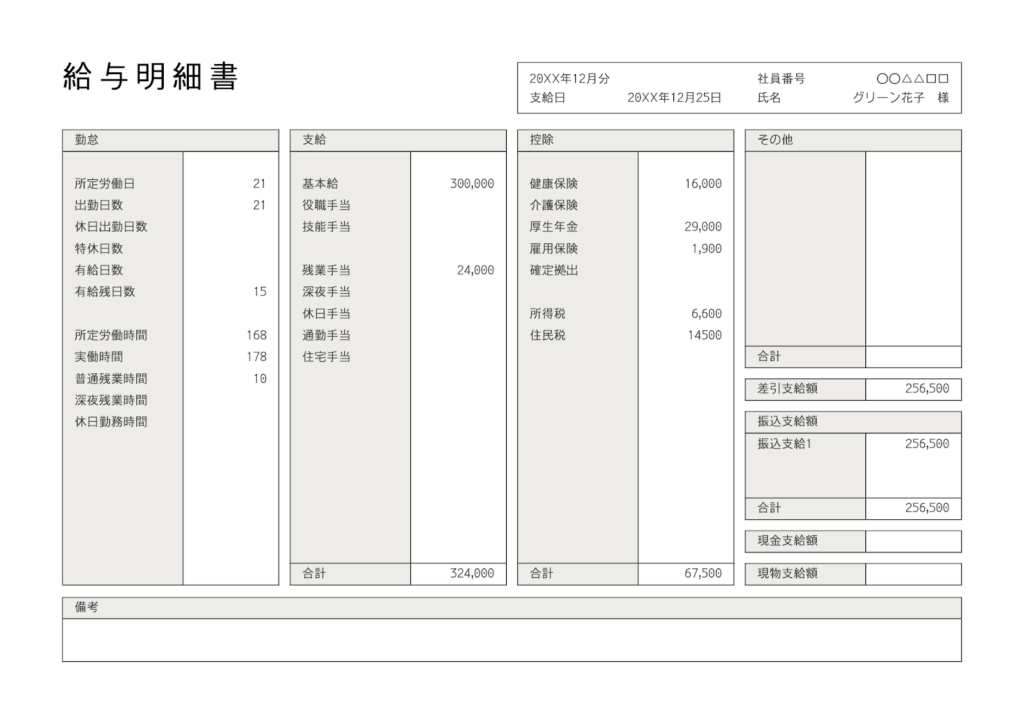 給与明細書